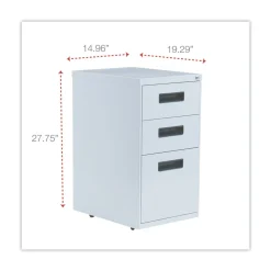 Alera 14.96 in. x 19.29 in. x 27.75 in. 3-Drawers: Box/Box/File Legal/Letter Left or Right File Pedestal - Light Gray