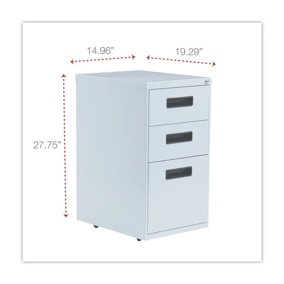 Alera 14.96 in. x 19.29 in. x 27.75 in. 3-Drawers: Box/Box/File Legal/Letter Left or Right File Pedestal - Light Gray