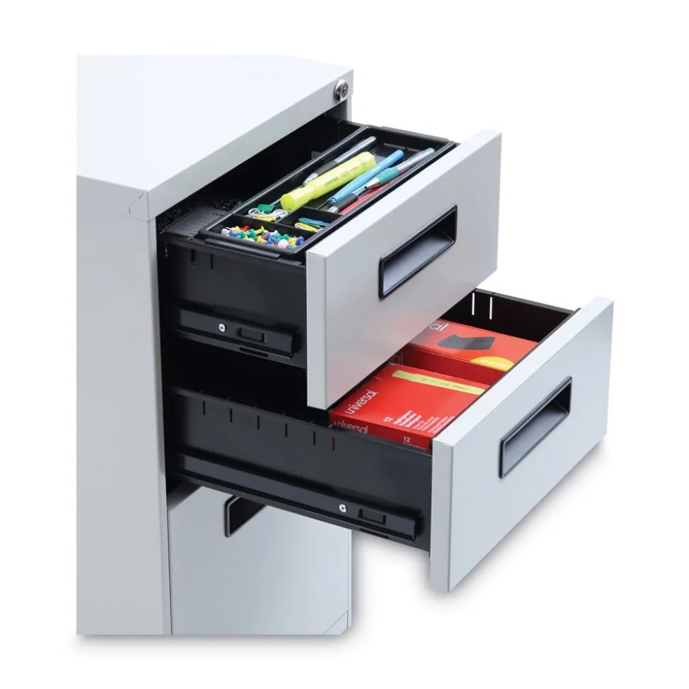 Alera 14.96 in. x 19.29 in. x 27.75 in. 3-Drawers: Box/Box/File Legal/Letter Left or Right File Pedestal - Light Gray