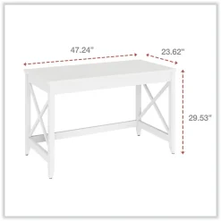 Alera 47.24 in. x 23.62 in. x 29.53 in. Farmhouse Writing Desk - White