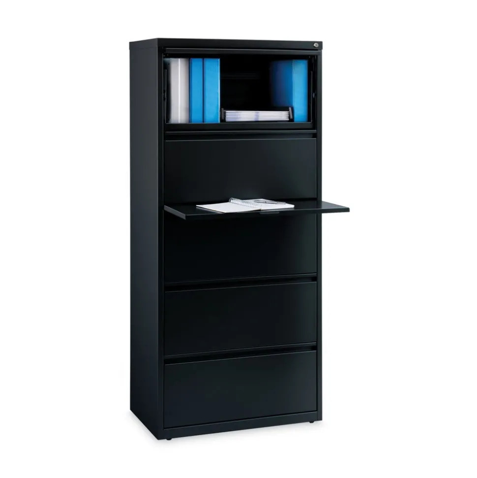 Alera 30 in. x 18.62 in. x 67.62 in. Five Legal/Letter/A4-Size File Drawers Lateral File Cabinet - Black