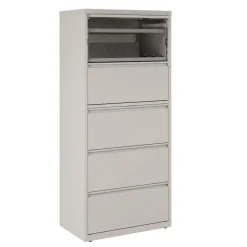 Alera 30 in. x 18.62 in. x 67.62 in. Five Legal/Letter/A4-Size File Drawers Lateral File Cabinet - Light Gray