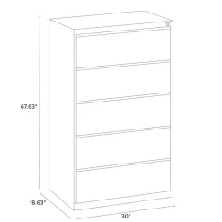 Alera 30 in. x 18.62 in. x 67.62 in. Five Legal/Letter/A4-Size File Drawers Lateral File Cabinet - Light Gray