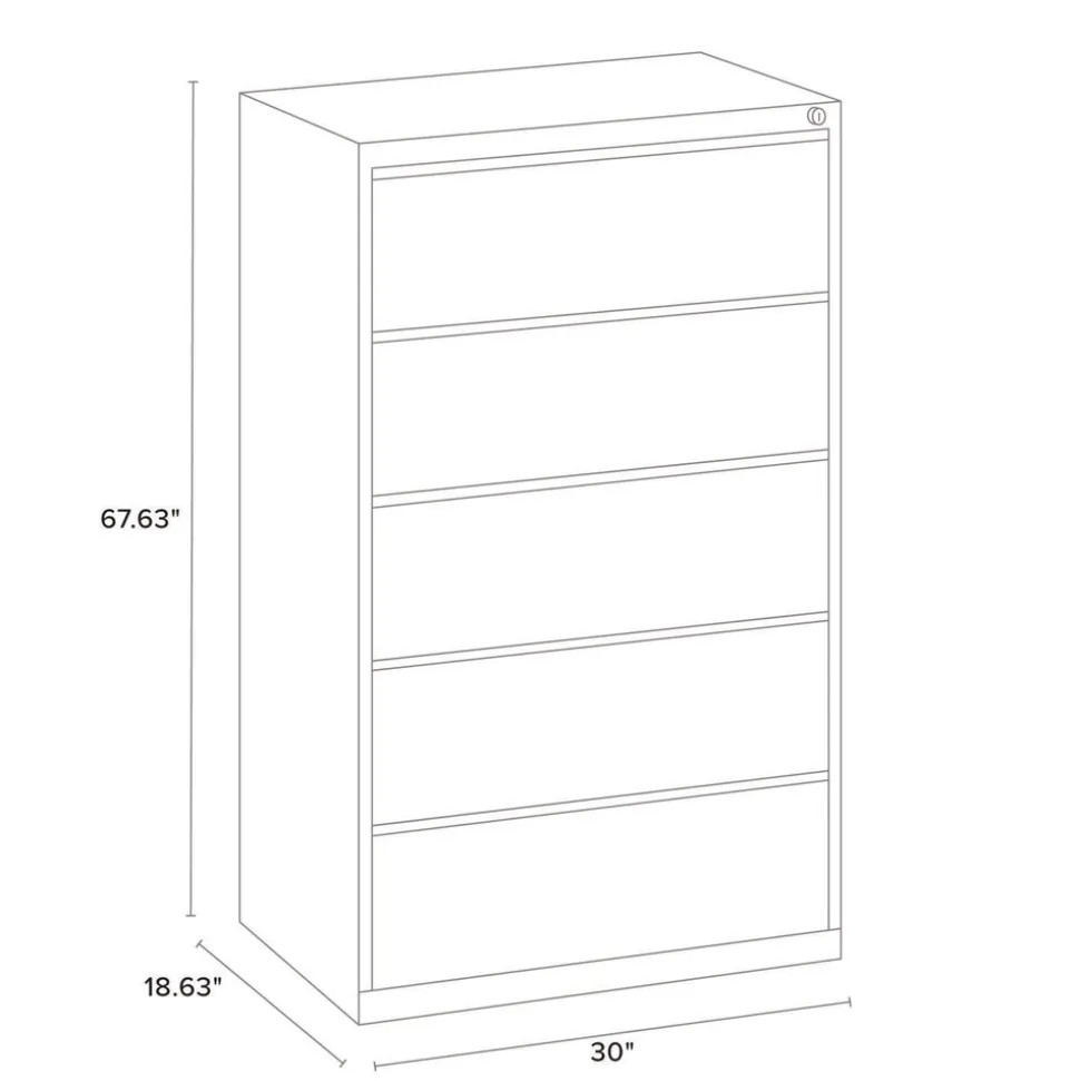 Alera 30 in. x 18.62 in. x 67.62 in. Five Legal/Letter/A4-Size File Drawers Lateral File Cabinet - Light Gray