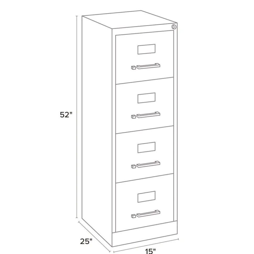 Alera 15 in. x 25 in. x 52 in. Letter-Size 4-Drawer Economy Vertical File - Light Gray