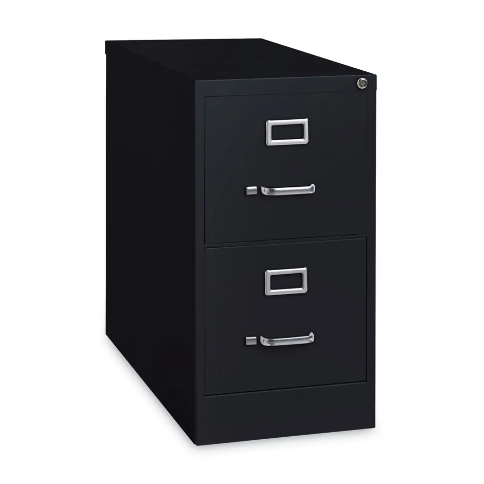 Alera 15 in. x 26.5 in. x 28.37 in. Letter-Size Two-Drawer Economy Vertical File - Black