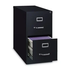 Alera 15 in. x 26.5 in. x 28.37 in. Letter-Size Two-Drawer Economy Vertical File - Black