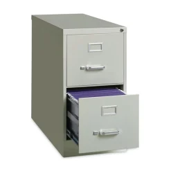 Alera 15 in. x 26.5 in. x 28.37 in. Letter-Size Two-Drawer Economy Vertical File - Light Gray