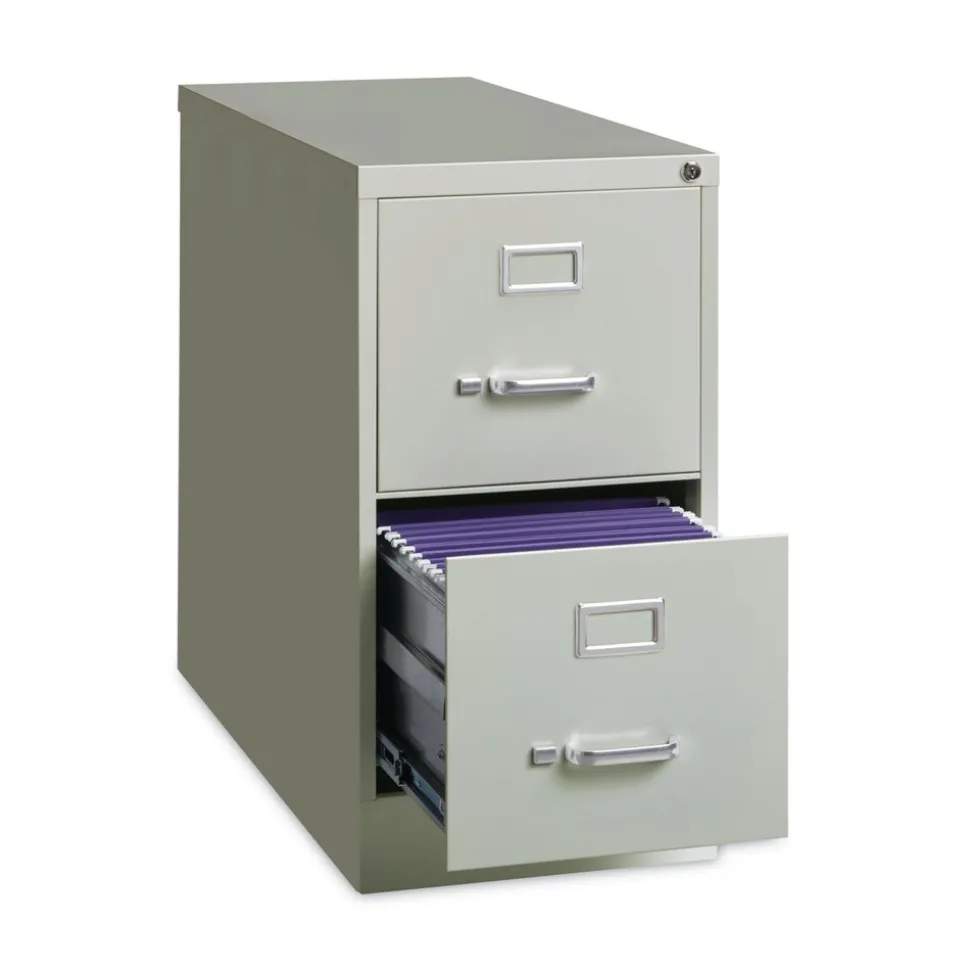 Alera 15 in. x 26.5 in. x 28.37 in. Letter-Size Two-Drawer Economy Vertical File - Light Gray