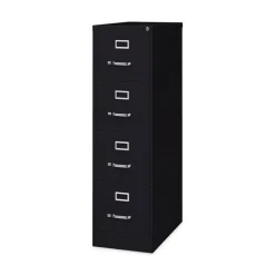 Alera 15 in. x 26.5 in. x 52 in. Letter-Size Four-Drawer Economy Vertical File - Black