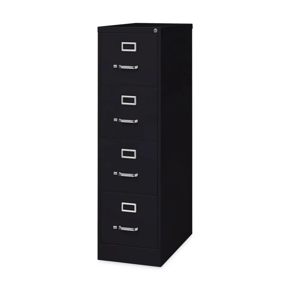 Alera 15 in. x 26.5 in. x 52 in. Letter-Size Four-Drawer Economy Vertical File - Black