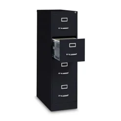 Alera 15 in. x 26.5 in. x 52 in. Letter-Size Four-Drawer Economy Vertical File - Black