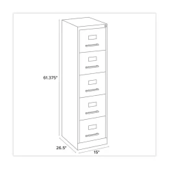 Alera 15 in. x 26.5 in. x 61.37 in. Letter-Size 5-Drawer Economy Vertical File - Putty