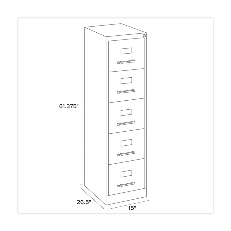 Alera 15 in. x 26.5 in. x 61.37 in. Letter-Size 5-Drawer Economy Vertical File - Putty