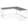 Alera 58.27 in. x 58.27 in. x 29.53 in. L-Shaped Farmhouse Desk - Gray/White