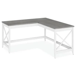 Alera 58.27 in. x 58.27 in. x 29.53 in. L-Shaped Farmhouse Desk - Gray/White