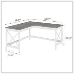 Alera 58.27 in. x 58.27 in. x 29.53 in. L-Shaped Farmhouse Desk - Gray/White
