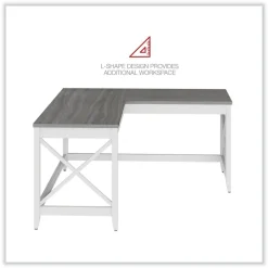 Alera 58.27 in. x 58.27 in. x 29.53 in. L-Shaped Farmhouse Desk - Gray/White