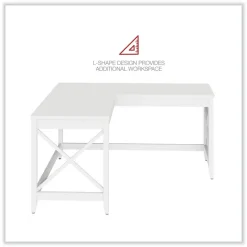 Alera 58.27 in. x 58.27 in. x 29.53 in. L-Shaped Farmhouse Desk - White