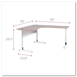 Alera 59.05 in. x 59.05 in. x 29.53 in. L-Shaped Writing Desk - Beigewood/White