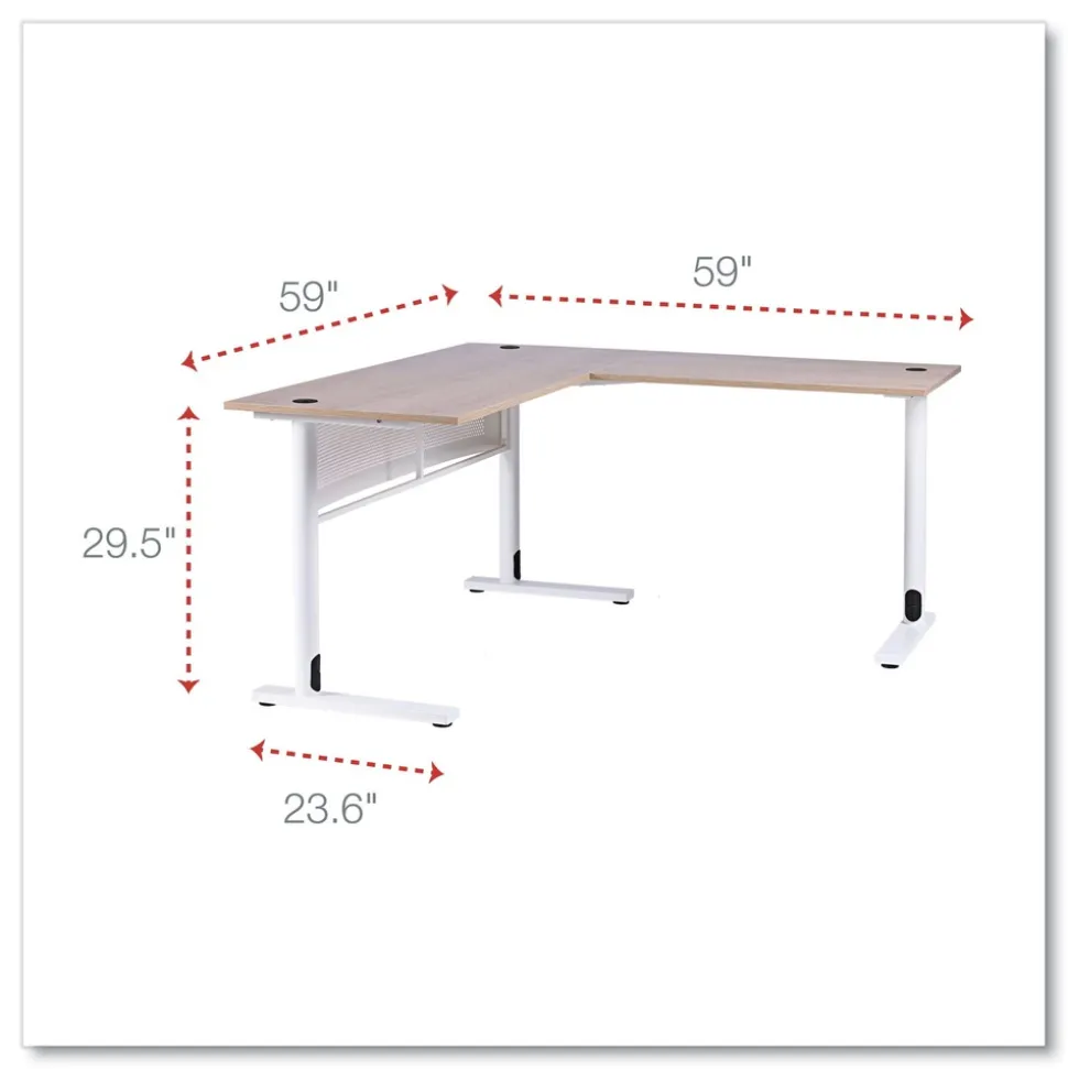 Alera 59.05 in. x 59.05 in. x 29.53 in. L-Shaped Writing Desk - Beigewood/White