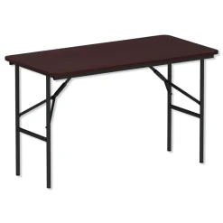Alera 48 in. x 23.88 in. x 29 in. Rectangular Wood Folding Table - Mahogany