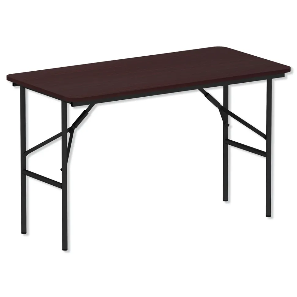 Alera 48 in. x 23.88 in. x 29 in. Rectangular Wood Folding Table - Mahogany