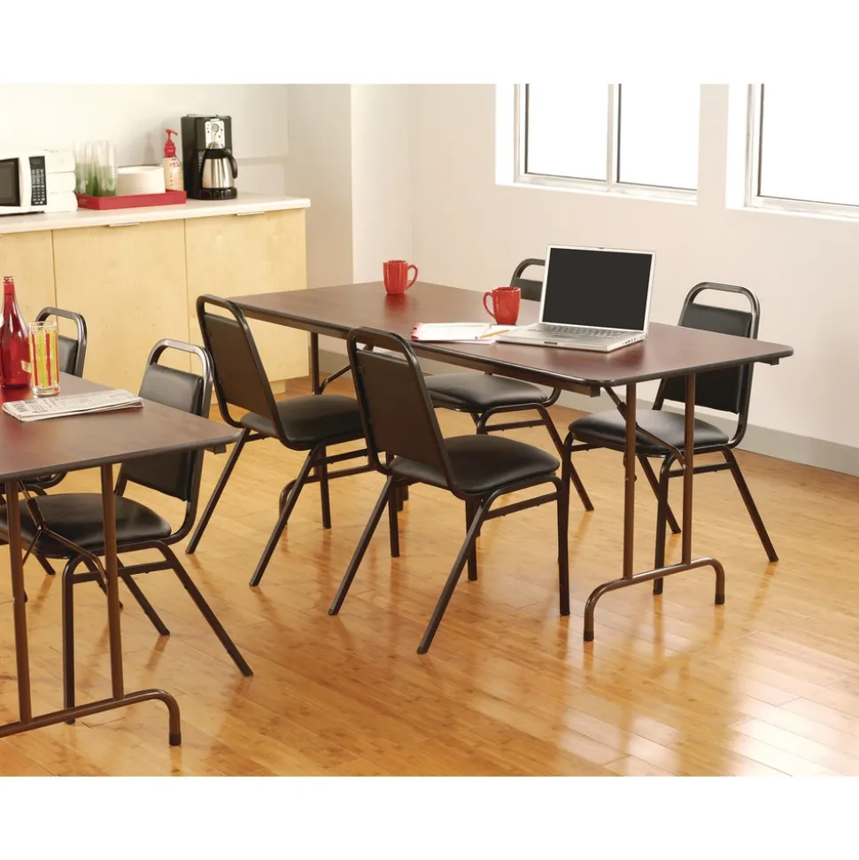 Alera 48 in. x 23.88 in. x 29 in. Rectangular Wood Folding Table - Mahogany