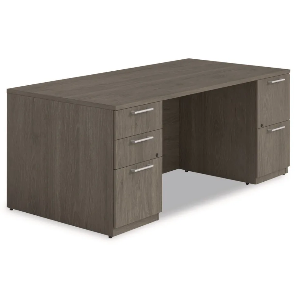 Alera 72 in. x 36 in. x 29 in. Seville Series Double Pedestal Desk - Walnut