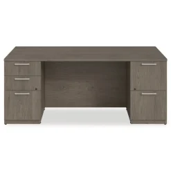 Alera 72 in. x 36 in. x 29 in. Seville Series Double Pedestal Desk - Walnut