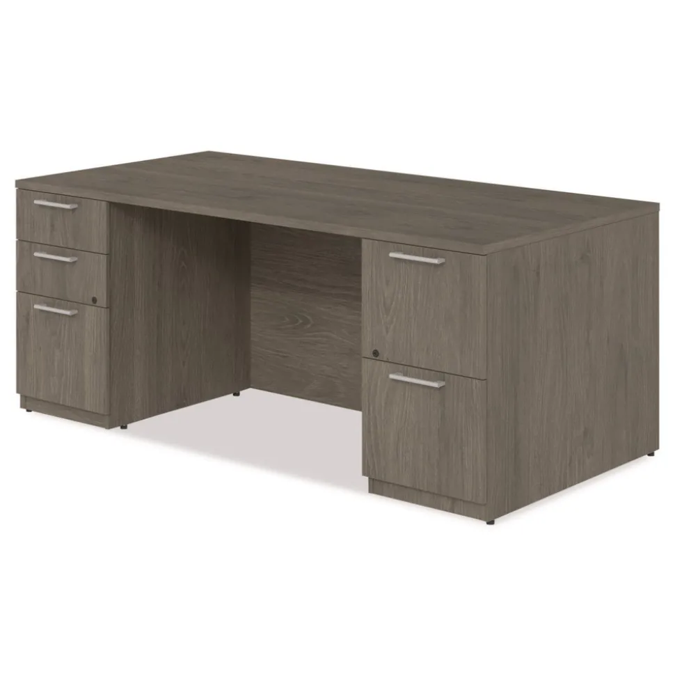 Alera 72 in. x 36 in. x 29 in. Seville Series Double Pedestal Desk - Walnut