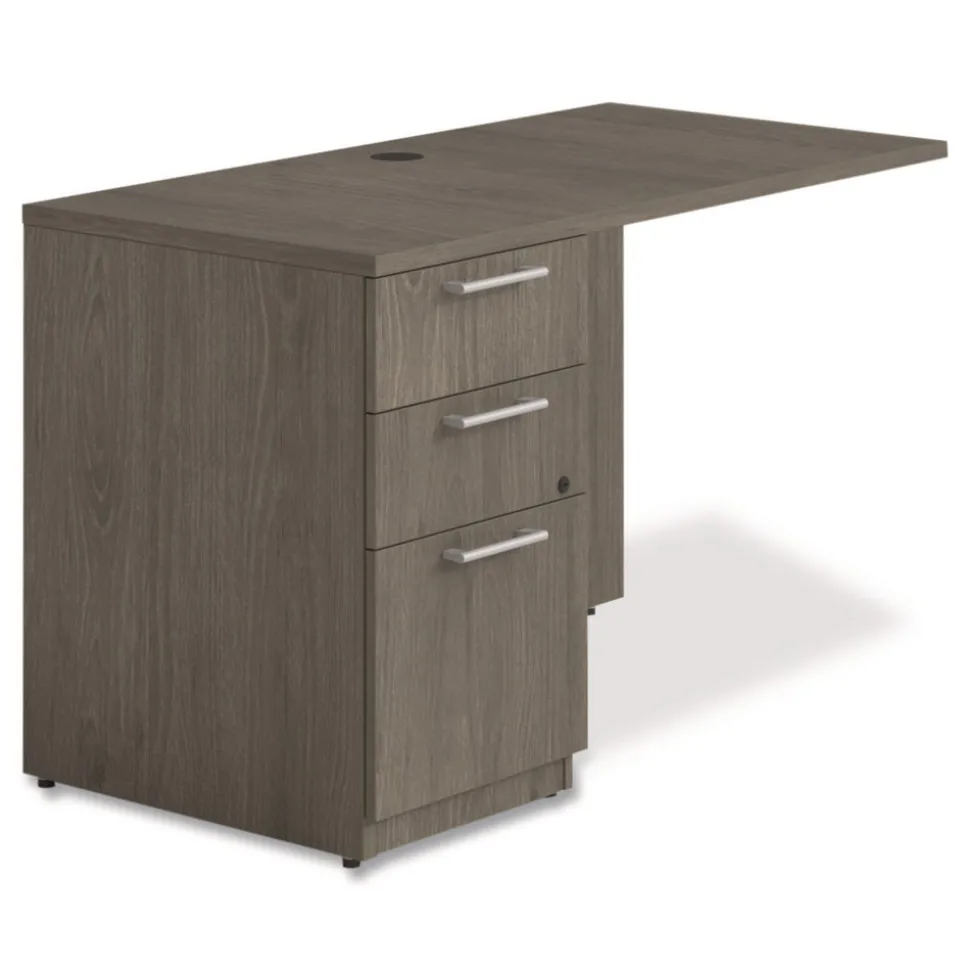 Alera 48 in. x 24 in. x 29 in. Seville Series Left Desk Return with Pedestal - Walnut