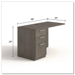 Alera 48 in. x 24 in. x 29 in. Seville Series Left Desk Return with Pedestal - Walnut