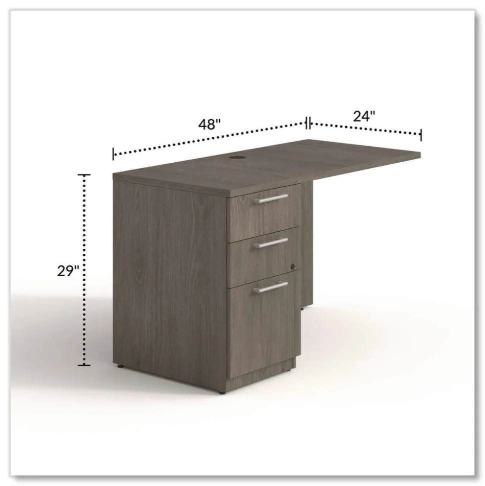 Alera 48 in. x 24 in. x 29 in. Seville Series Left Desk Return with Pedestal - Walnut