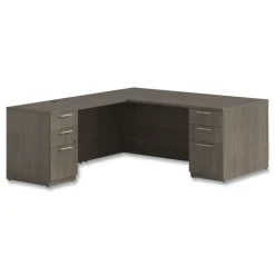 Alera 48 in. x 24 in. x 29 in. Seville Series Left Desk Return with Pedestal - Walnut