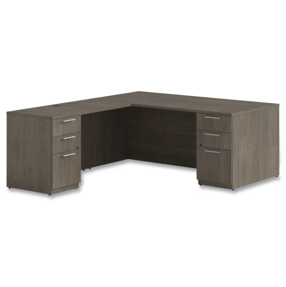 Alera 48 in. x 24 in. x 29 in. Seville Series Left Desk Return with Pedestal - Walnut