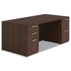 Alera 72 in. x 36 in. x 29 in. Seville Series Double Pedestal Desk - Mahogany