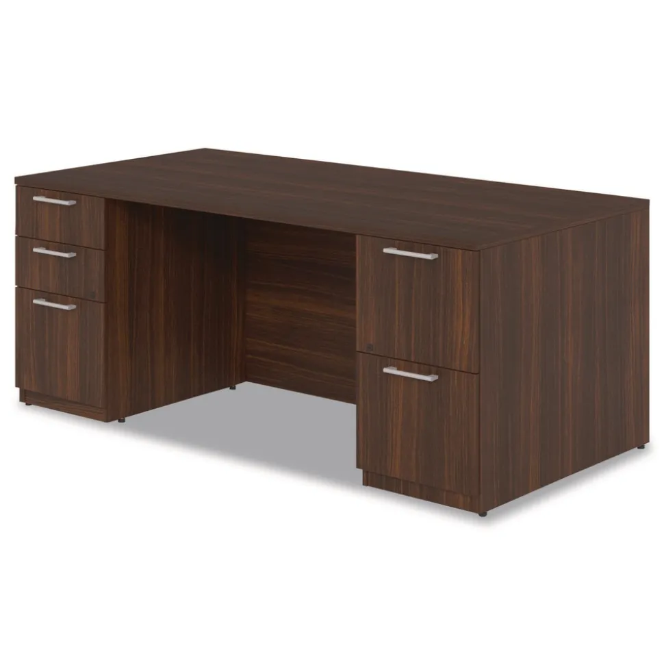 Alera 72 in. x 36 in. x 29 in. Seville Series Double Pedestal Desk - Mahogany