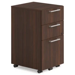 Alera 15 in. x 18 in. x 27 in. Seville Series 3-Drawer Legal File Mobile Pedestal - Mahogany