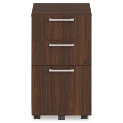 Alera 15 in. x 18 in. x 27 in. Seville Series 3-Drawer Legal File Mobile Pedestal - Mahogany