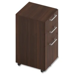 Alera 15 in. x 18 in. x 27 in. Seville Series 3-Drawer Legal File Mobile Pedestal - Mahogany