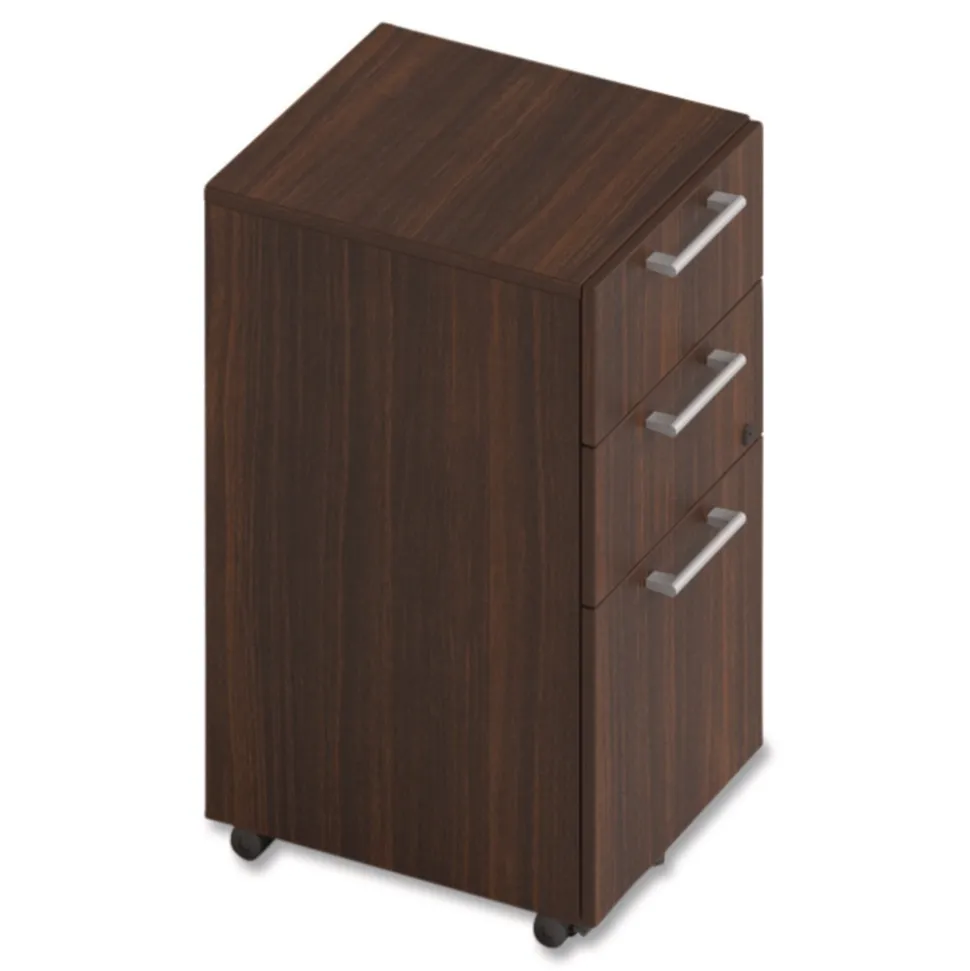 Alera 15 in. x 18 in. x 27 in. Seville Series 3-Drawer Legal File Mobile Pedestal - Mahogany