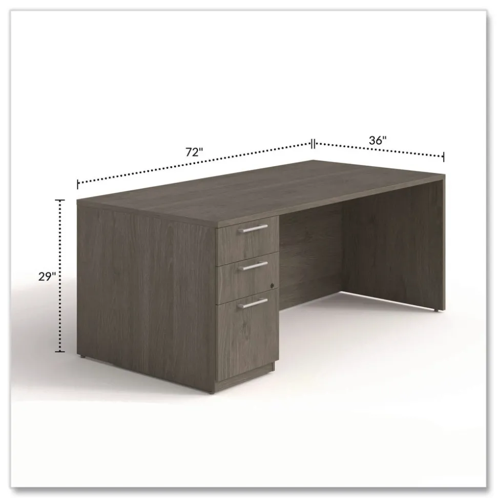 Alera 72 in. x 36 in. x 29 in. Seville Series Single Left Pedestal Desk - Walnut