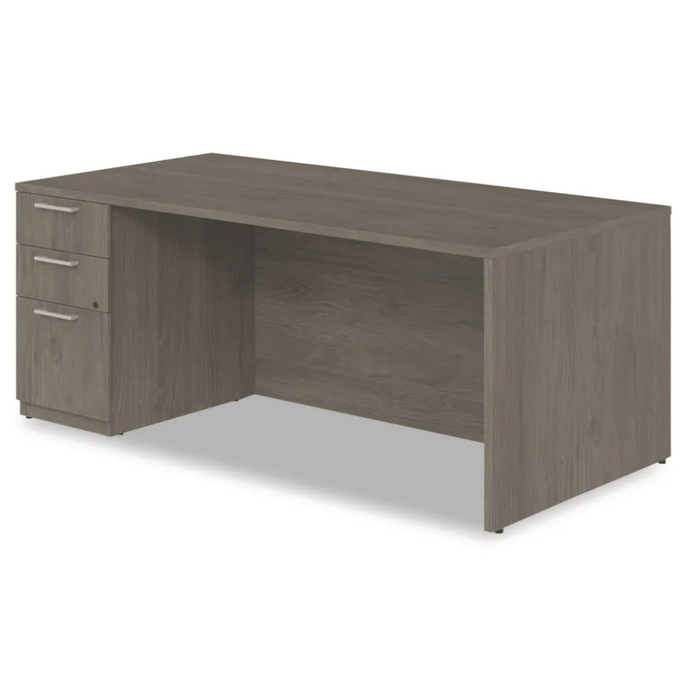 Alera 72 in. x 36 in. x 29 in. Seville Series Single Left Pedestal Desk - Walnut