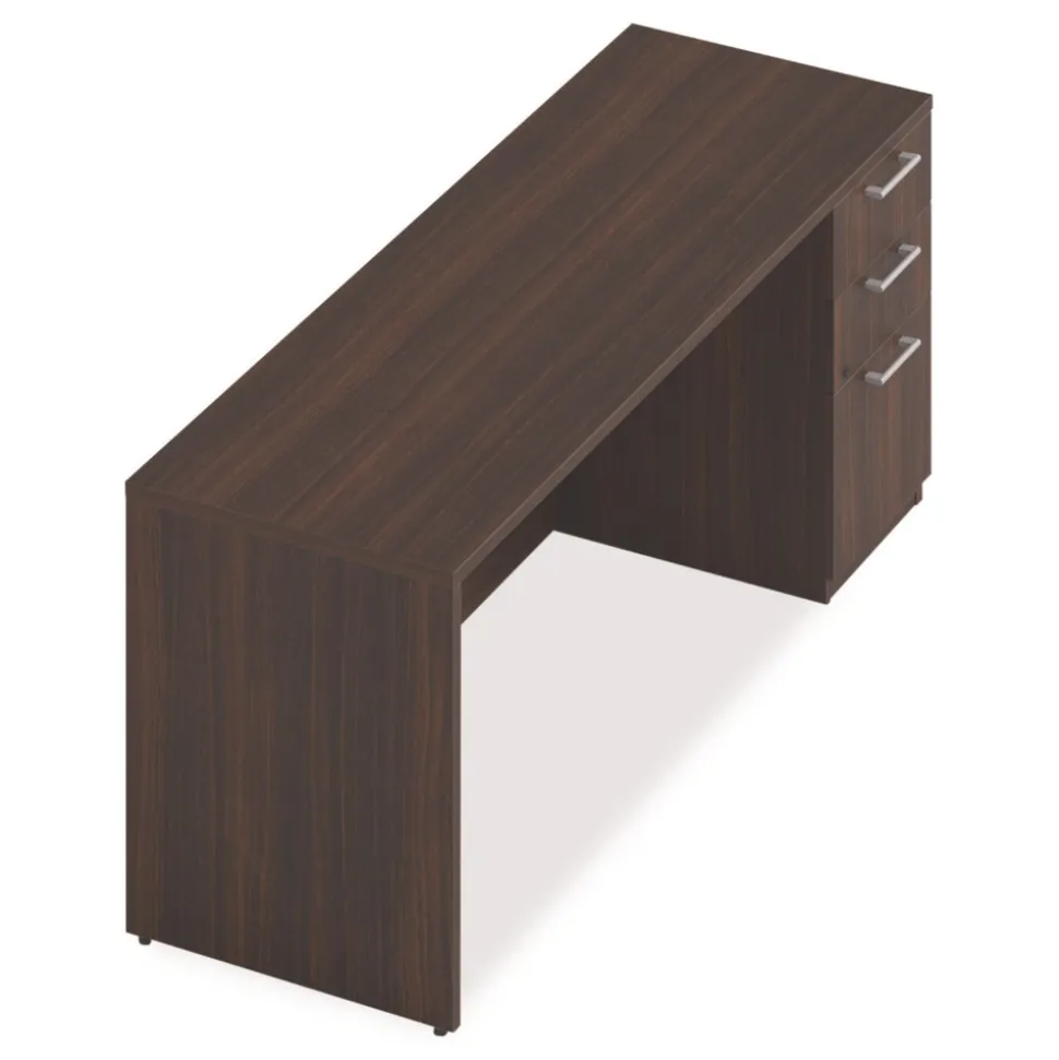 Alera 72 in. x 24 in. x 29 in. Seville Series Credenza with Right Pedestal - Mahogany
