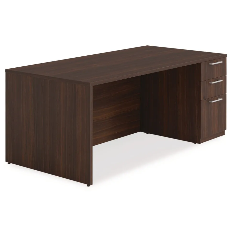 Alera 72 in. x 36 in. x 29 in. Seville Series Single Right Pedestal Desk - Mahogany