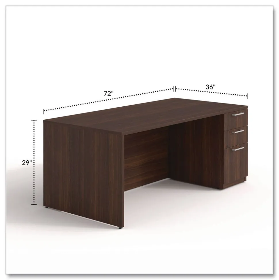 Alera 72 in. x 36 in. x 29 in. Seville Series Single Right Pedestal Desk - Mahogany