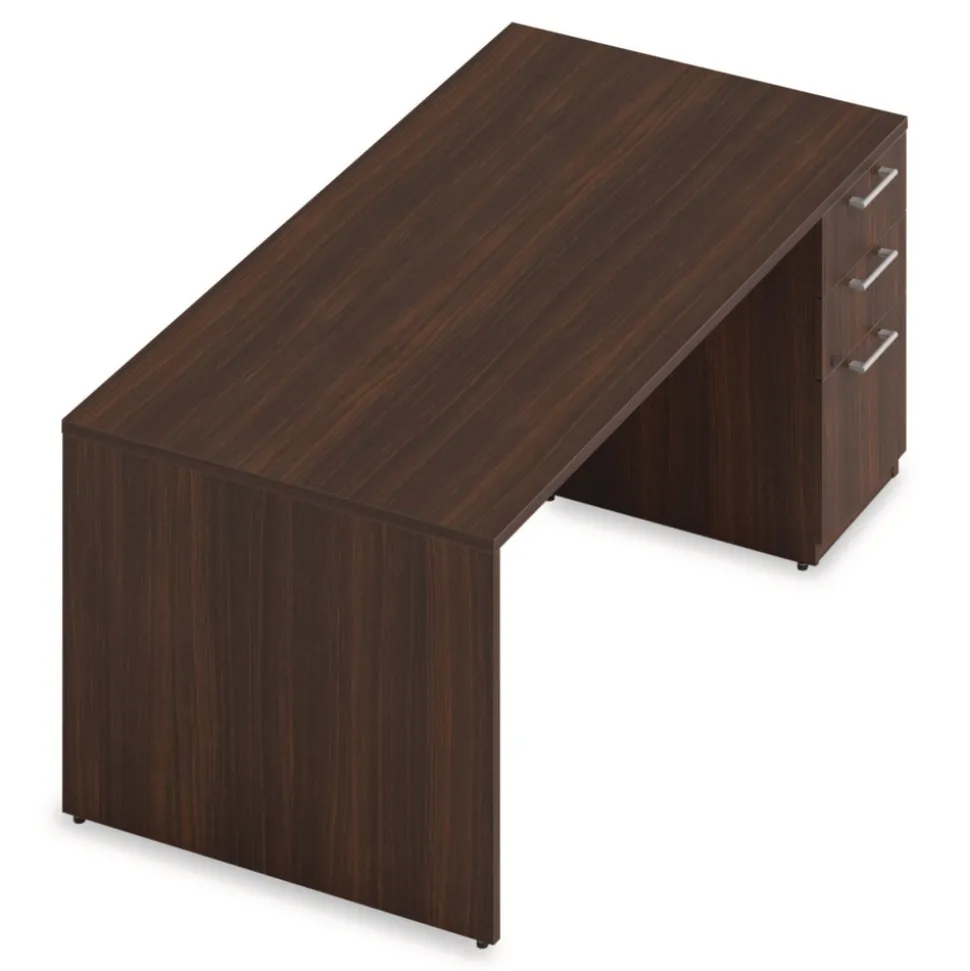 Alera 72 in. x 36 in. x 29 in. Seville Series Single Right Pedestal Desk - Mahogany