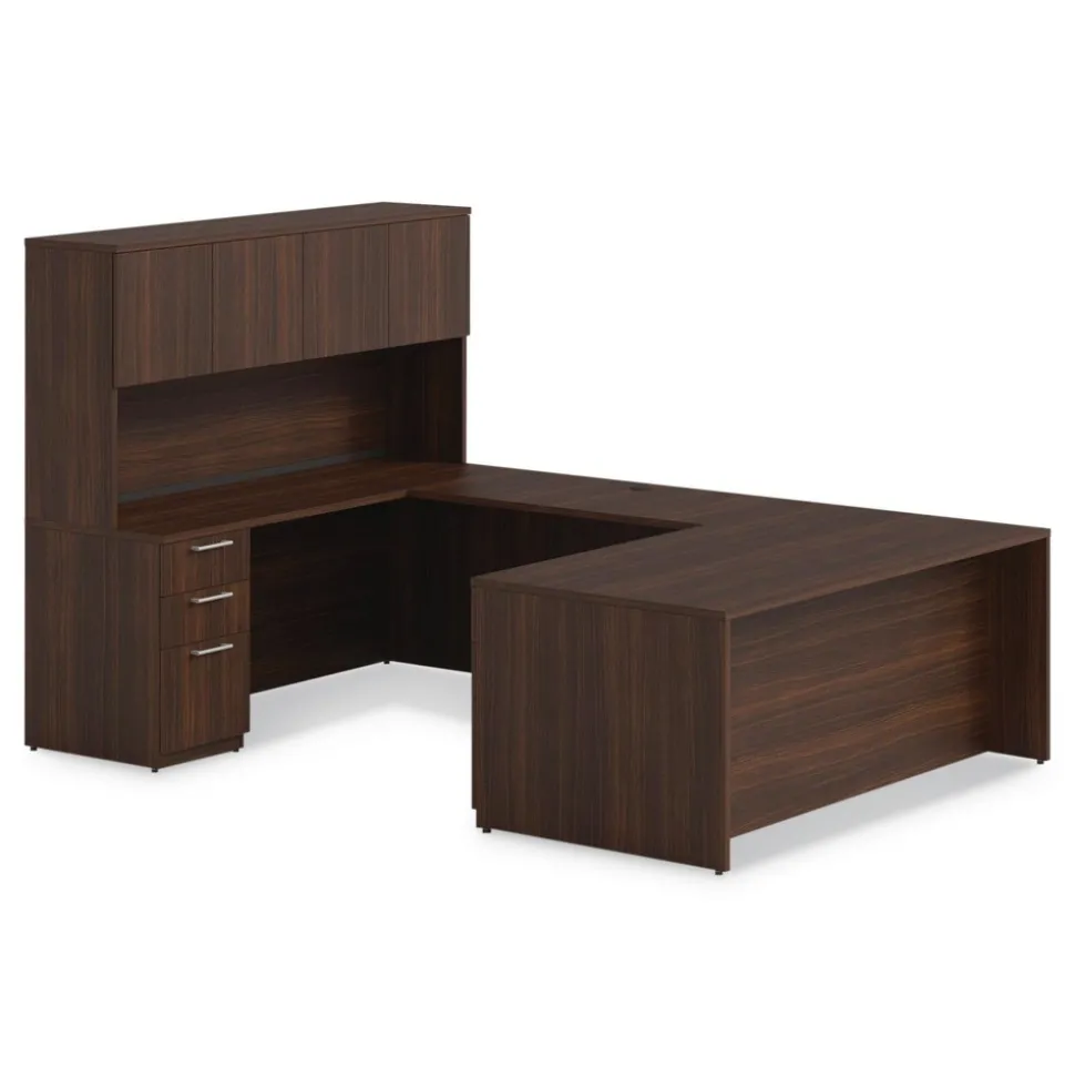Alera 72 in. x 36 in. x 29 in. Seville Series Single Right Pedestal Desk - Mahogany