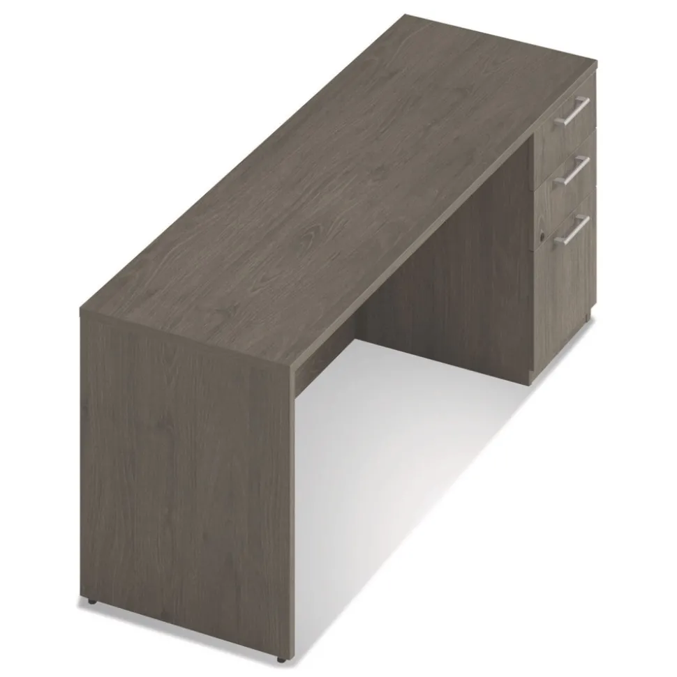 Alera 72 in. x 24 in. x 29 in. Seville Series Credenza with Right Pedestal - Walnut